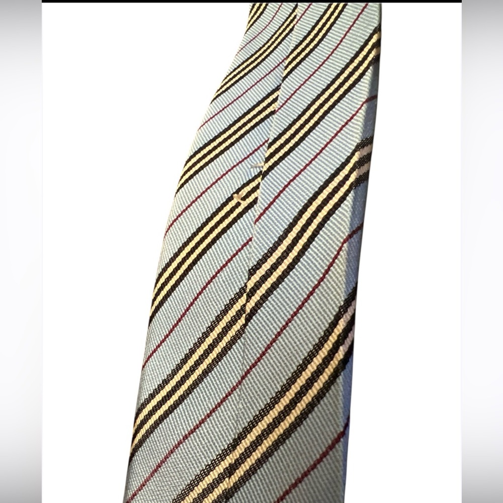 BURBERRY LONDON Made in England Striped Silk Power Tie Blue White +read - Picture 6 of 11